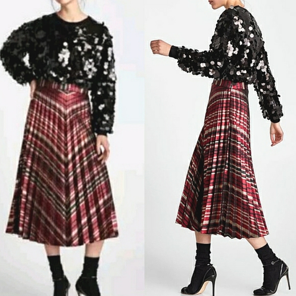 Club Monaco | Pleated Metallic Skirt